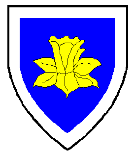 Azure, a daffodil, bell to chief, Or and a bordure argent
Device registered: November 2012
